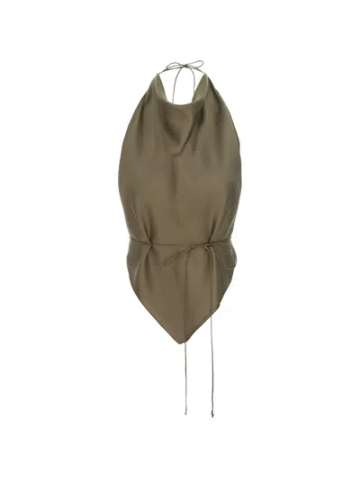 Manurí Thea 2.6 Cowl-neck Halterneck Top In Green