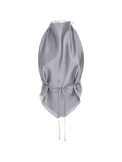 Manurí Thea 2.6 Silk Halterneck Top In Gray