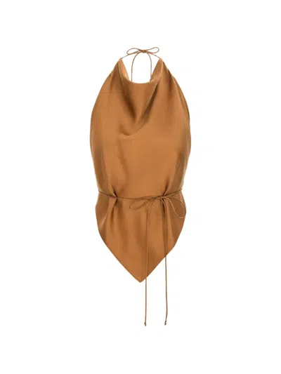 Manurí Thea 2.6 Silk Top In Brown