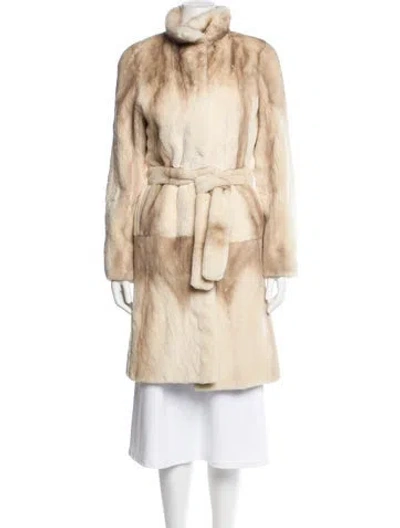 Pre-owned Manzari Mink Fur Coat In Neutral
