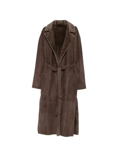 Manzoni 24 Belted Pocket Coat In Brown