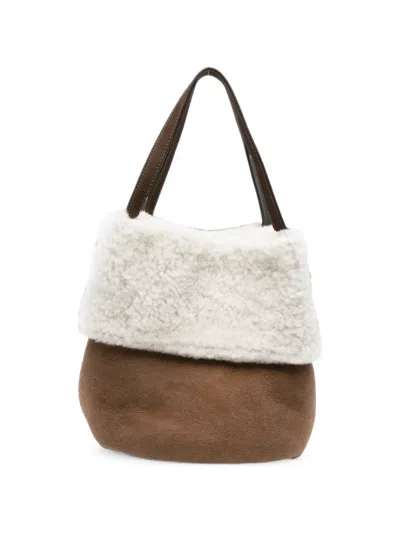 Manzoni 24 Brown Tote Bag In Pink