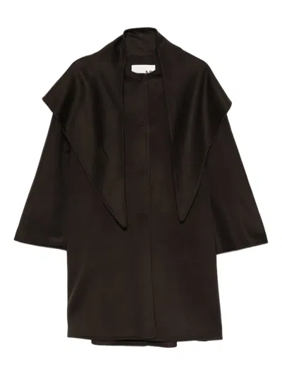 Manzoni 24 Buttoned Coat In Brown
