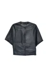 Manzoni 24 Buttoned Leather Jacket In Blue