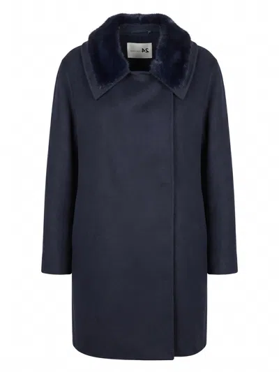 Manzoni 24 Cashmere Coat With Mink Details In Black