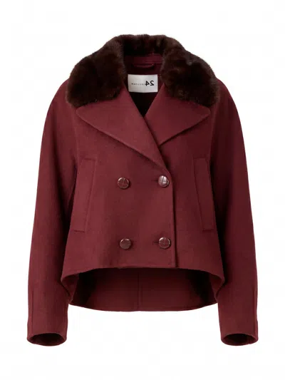 Manzoni 24 Cashmere Jacket With Mink Details In Red