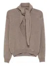 Manzoni 24 Crew-neck Sweater With Scarf In Brown