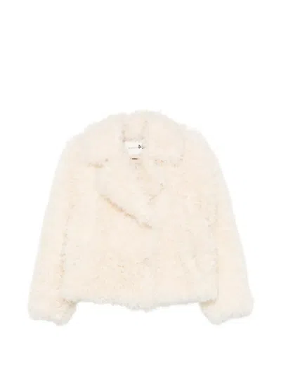 Manzoni 24 Curly-shearling Notch-lapel Coat In Neutral
