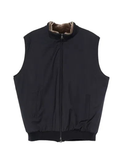 Manzoni 24 Fur-trimmed Zip-up Gilet In Black