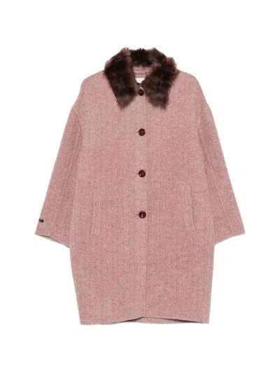Manzoni 24 Herringbone-pattern Coat In Pink