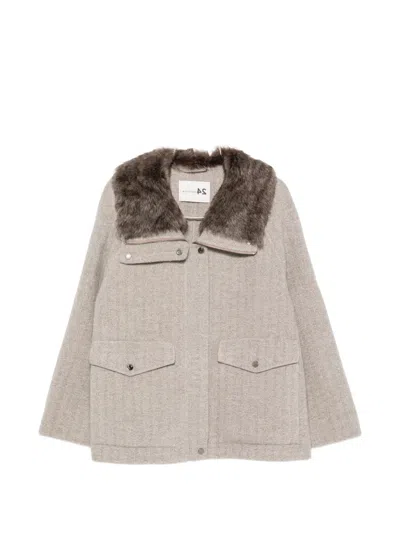 Manzoni 24 Herringbone-weave Jacket In Neutral