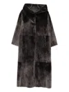 Manzoni 24 Hooded Shearling Coat In Gray