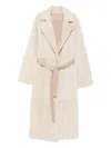 Manzoni 24 Lamb-shearling Belted Coat In Brown