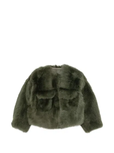 Manzoni 24 Lambskin Flap-pocket Jacket In Green