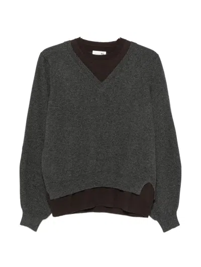 Manzoni 24 Layered V-neck Sweater In Gray