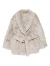 Manzoni 24 Leather-belt Fur Coat In Neutral