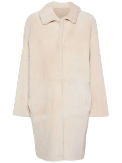 Manzoni 24 Leather Coat In Neutrals