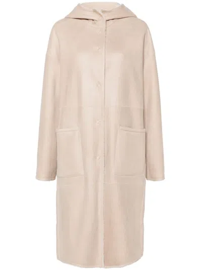 Manzoni 24 Leather Coat In Neutrals