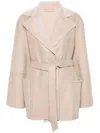 Manzoni 24 Leather Short Coat In Neutrals