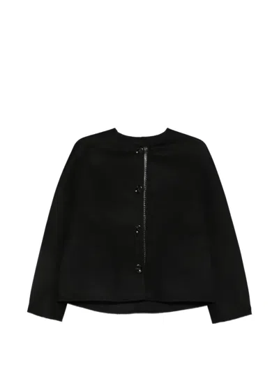 Manzoni 24 Leather-trim Collarless Jacket In Black
