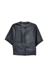 Manzoni 24 Buttoned Leather Jacket In Blue