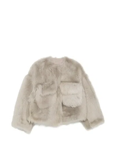 Manzoni 24 Patch-pocket Lambskin Jacket In Neutral