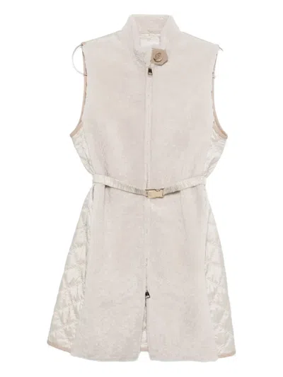 Manzoni 24 Quilted Belted Gilet In Neutral