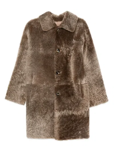Manzoni 24 Shearling Button Coat In Animal Print