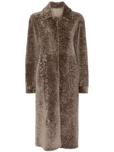 Manzoni 24 Shearling Coat In Braun