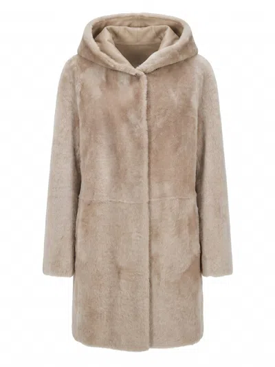 Manzoni 24 Shearling Coat In Neutral