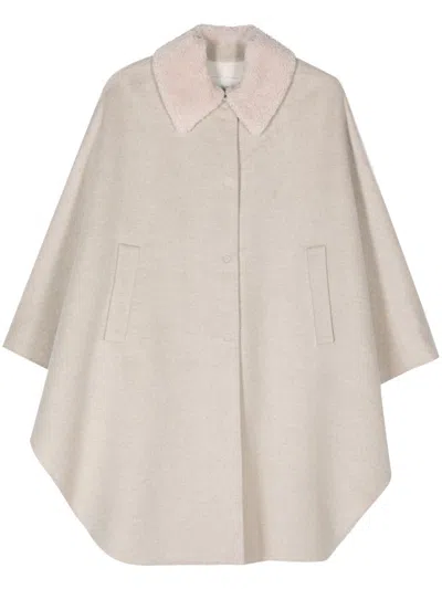 Manzoni 24 Shearling-collar Cape In Beige