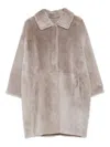 Manzoni 24 Shearling Collared Coat In Pink