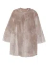 Manzoni 24 Shearling Leather Coat In Pink