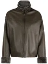 Manzoni 24 Shearling-trim Leather Jacket In Braun
