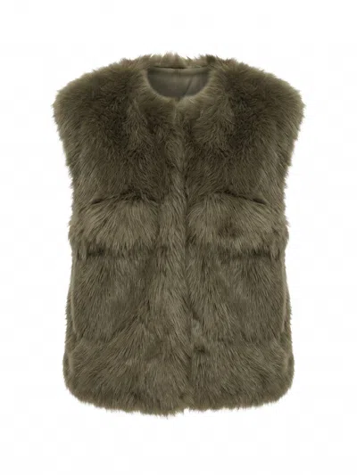 Manzoni 24 Shearling Vest In Green