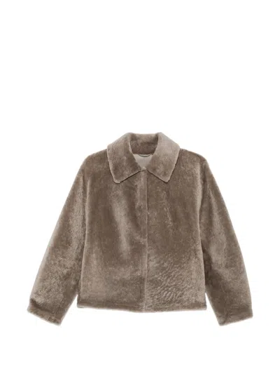 Manzoni 24 Shearling-finish Collared Jacket In Green