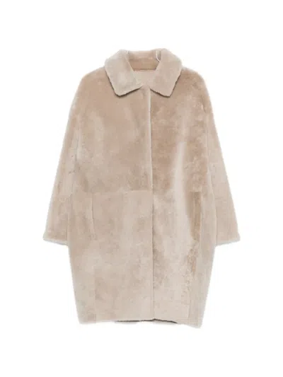 Manzoni 24 Single-breasted Long-sleeve Coat In Brown