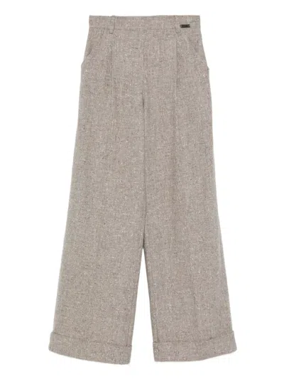 Manzoni 24 Tweed Wide-leg Trousers In Neutral