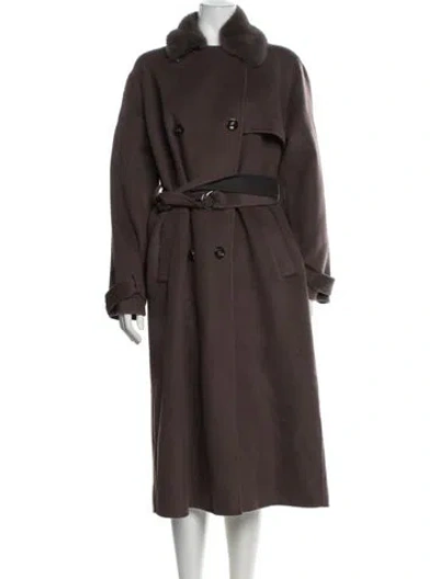 Pre-owned Manzoni 24 Virgin Wool Trench Coat In Brown