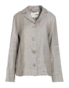 Manzoni 24 Woman Jacket Grey Size 4 Linen, Polyester, Polyamide In Grey