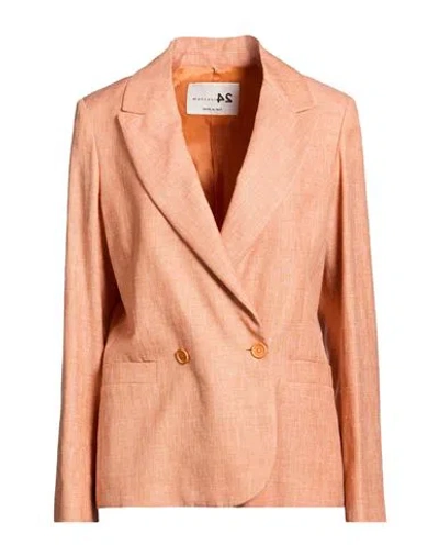 Manzoni 24 Woman Blazer Orange Size 6 Linen, Polyester, Polyamide