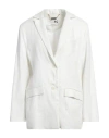Manzoni 24 Woman Blazer White Size 12 Linen, Polyester, Polyamide In White