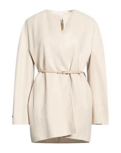 Manzoni 24 Woman Coat Beige Size 4 Wool, Lambskin In Neutral