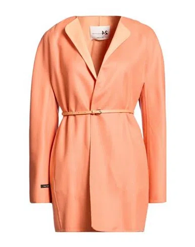 Manzoni 24 Woman Coat Orange Size 6 Wool, Lambskin