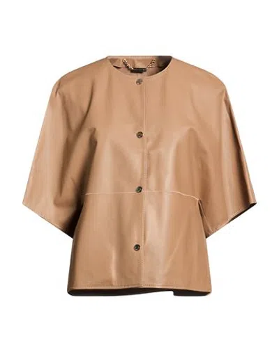 Manzoni 24 Woman Jacket Light Brown Size 4 Lambskin In Neutral