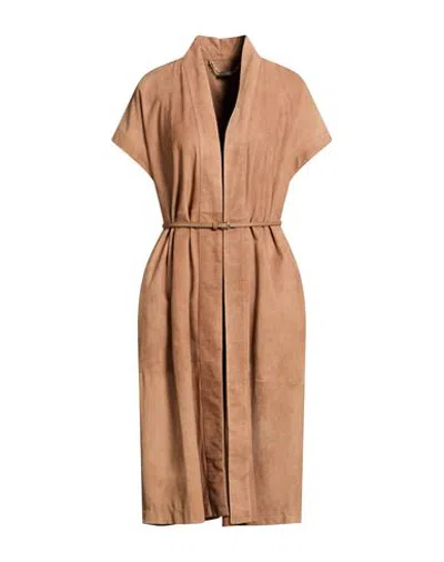 Manzoni 24 Woman Overcoat & Trench Coat Camel Size 6 Lambskin In Brown