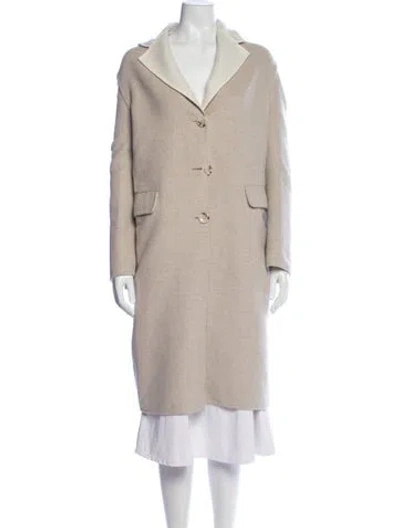 Pre-owned Manzoni 24 Wool Coat In Neutral