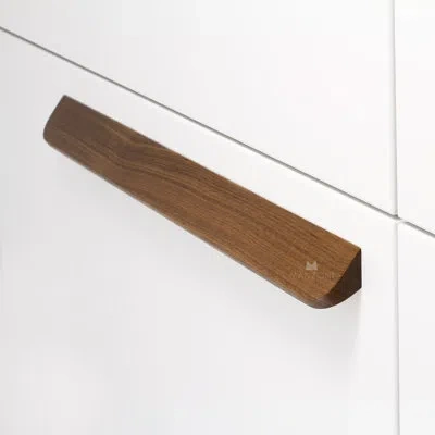 Manzoni Angled Designer Wood Cabinet Pull In Walnut