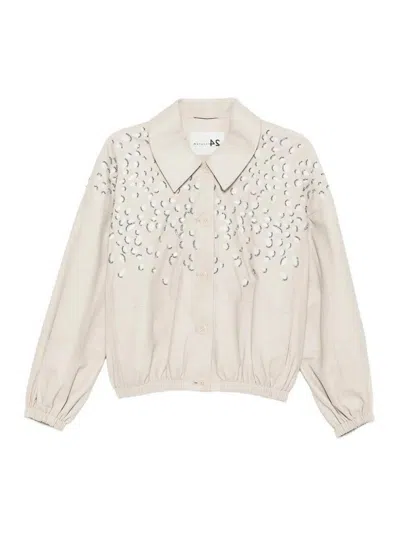 Manzoni24 Nappa Jacket With Embroidery And Lining In Multi