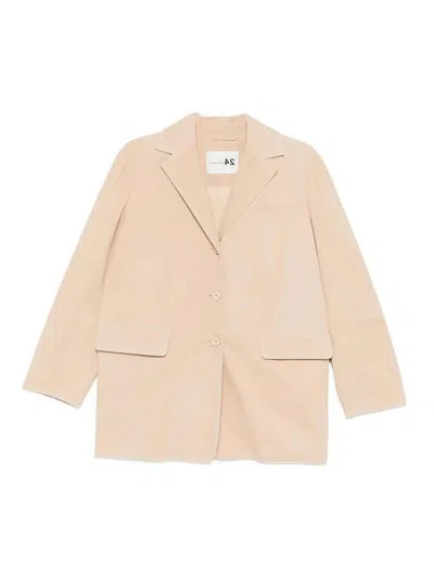 Manzoni24 Suede Jacket With Stitching In Multi